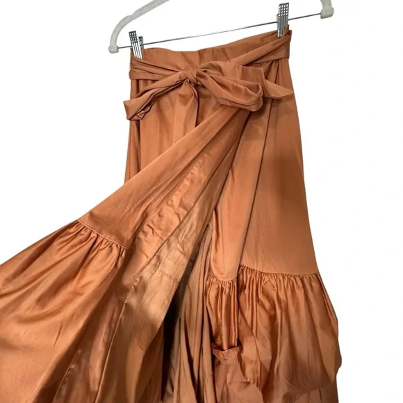 Anthropologie Hutch Wrap Tiered Pleated Tie Wrap Midi Skirt | 6 - Picture 6 of 9